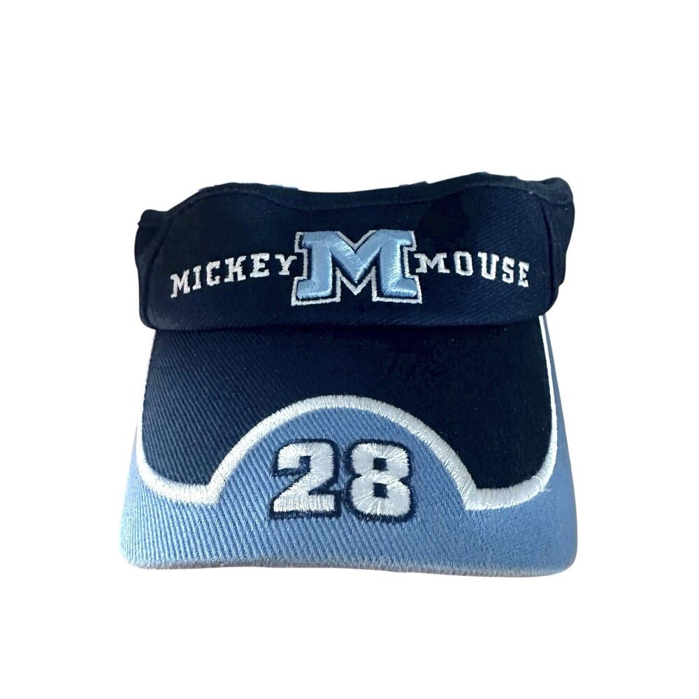 Mickey Mouse 28 Strapback Visor Hat Navy Blue One Size Walt Disney World Vintage